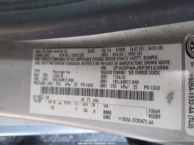 Ford FIESTA S 2015 3FADP4AJ5FM123896 Image 9
