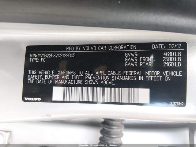 2012 VOLVO S60 YV1622FS2C2129305 Photo 8