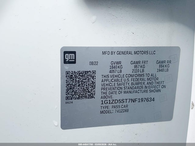 2022 CHEVROLET MALIBU 1G1ZD5ST7NF197634 Photo 8