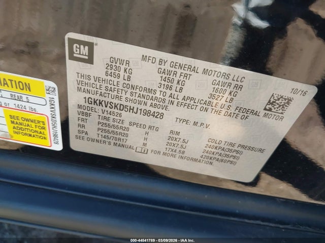 Aukcja sprzedaży 2017 Gmc Acadia Limited, vin: 1GKKVSKD5HJ198428, numer aukcji: 44541789