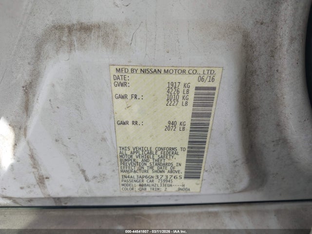 Продаж на аукціоні авто 2016 Nissan Altima 2.5 Sr, vin: 1N4AL3AP6GN373765, номер лоту: 44541807