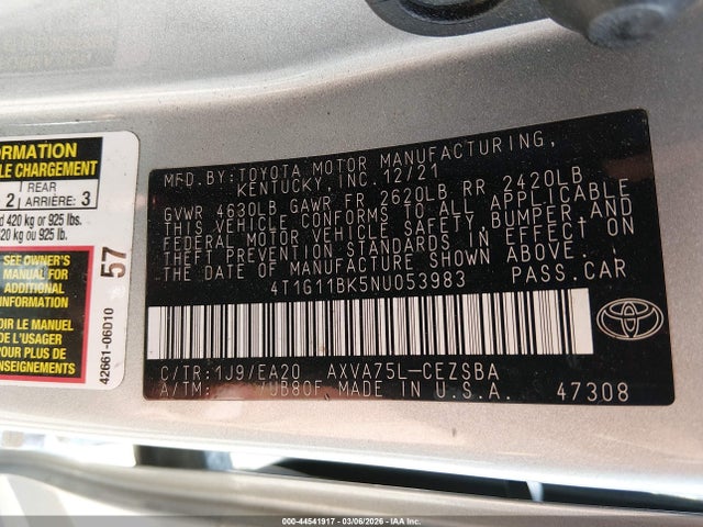 4T1G11BK5NU053983 Toyota Camry Se Awd