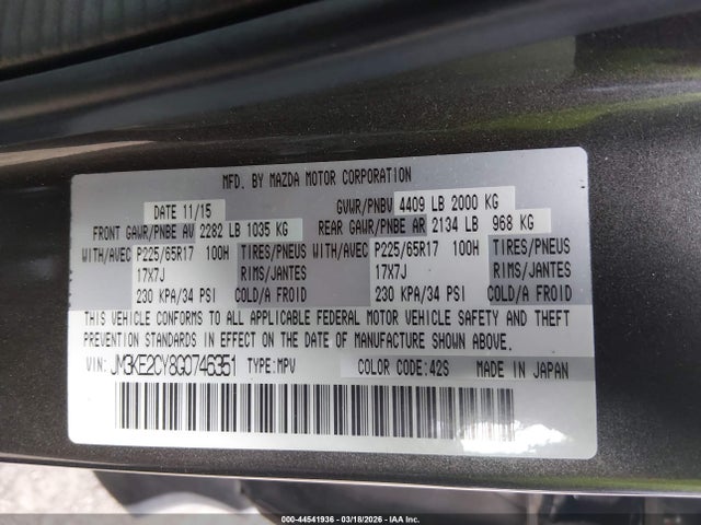 Aukcja sprzedaży 2016 Mazda Cx-5 Touring, vin: JM3KE2CY8G0746351, numer aukcji: 44541936