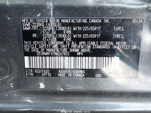 2024 TOYOTA RAV4 HYBRID 2T3RWRFV7RW247652 Photo 8