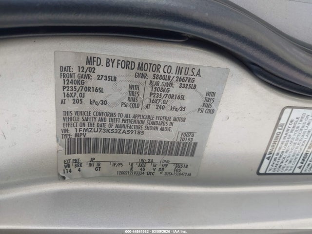2003 FORD EXPLORER 1FMZU73K53ZA59185 Photo 8