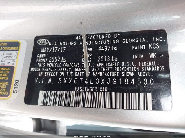5XXGT4L3XJG184530 KIA Optima Lx