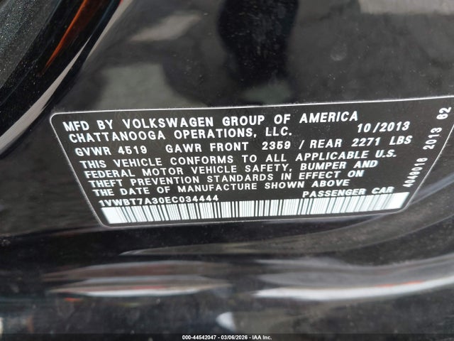 Volkswagen Passat 1.8t Se 2014 1VWBT7A30EC034444 Image 9