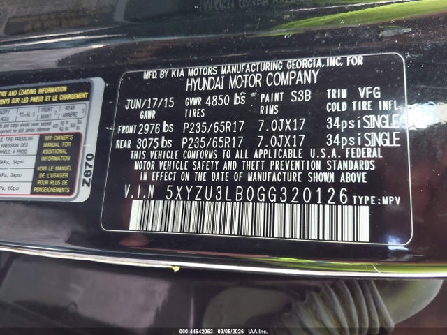 5XYZU3LB0GG320126 Hyundai Santa Fe Sport 2.4l