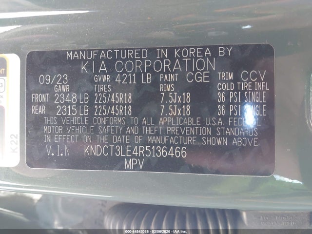 KNDCT3LE4R5136466 KIA Niro Sx Touring
