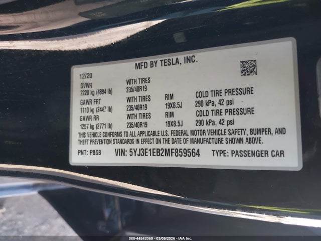 2021 TESLA MODEL 3 5YJ3E1EB2MF859564 Photo 8