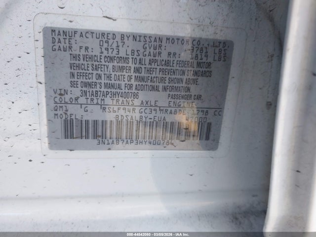 3N1AB7AP3HY400786 Nissan SENTRA S