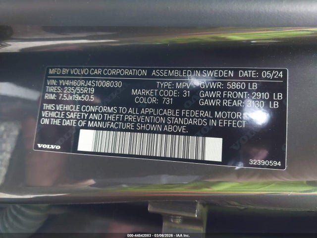 Volvo Xc60 Plug-in Hybrid Core 2025 YV4H60RJ4S1008030 Image 9