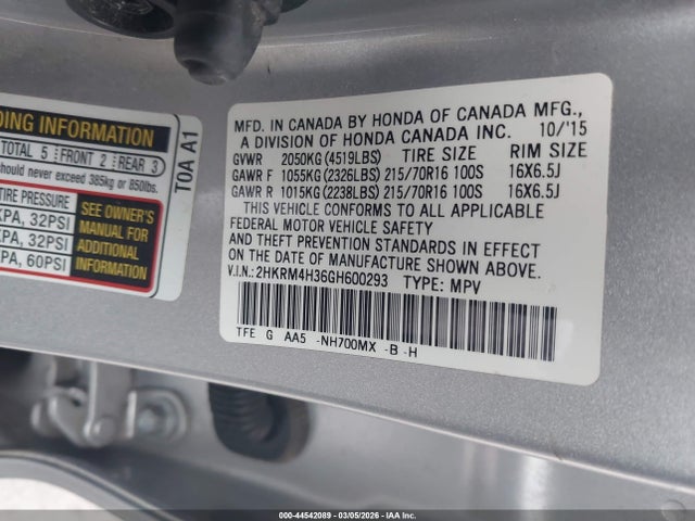 Honda CR-V LX 2016 2HKRM4H36GH600293 Image 9