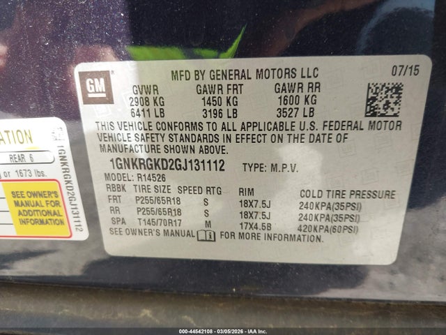 Chevrolet Traverse 1lt 2016 1GNKRGKD2GJ131112 Image 9