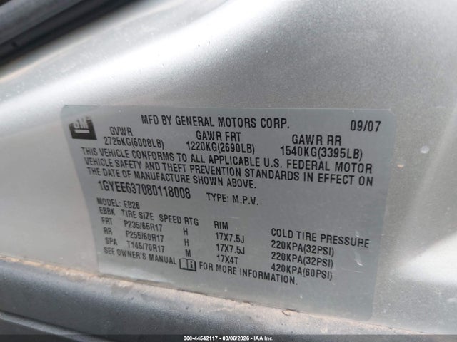 Продажа на аукционе авто 2008 Cadillac Srx V6, vin: 1GYEE637080118008, номер лота: 44542117