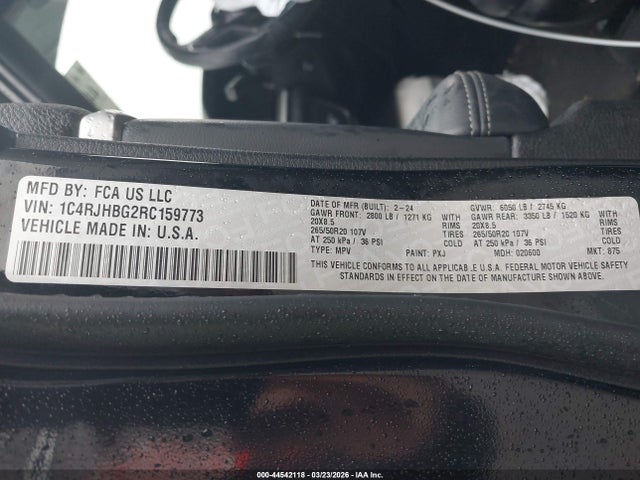 44542118 :رقم المزاد ، 1C4RJHBG2RC159773 vin ، 2024 Jeep Grand Cherokee Limited 4x4 مزاد بيع