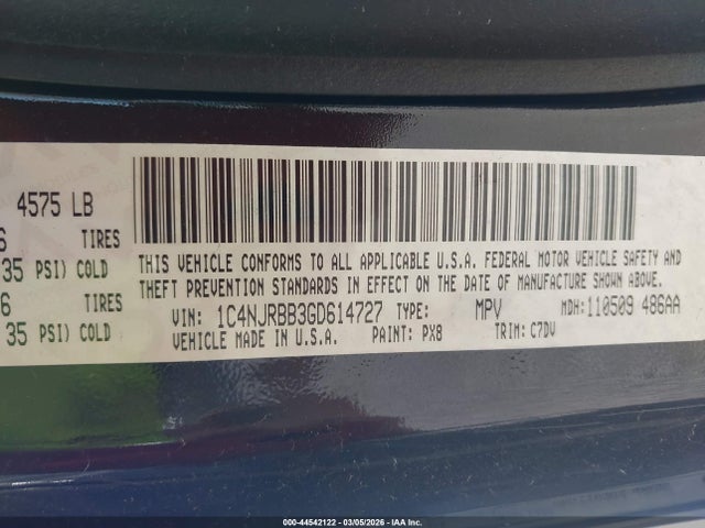 Aukcja sprzedaży 2016 Jeep Patriot Sport, vin: 1C4NJRBB3GD614727, numer aukcji: 44542122