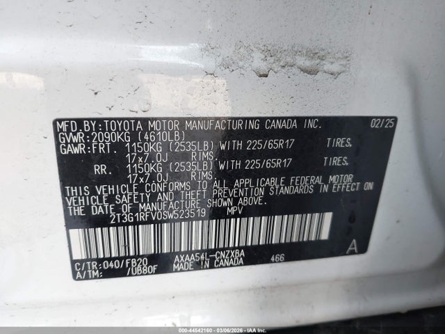 Продаж на аукціоні авто 2025 Toyota Rav4 Le, vin: 2T3G1RFV0SW523519, номер лоту: 44542160