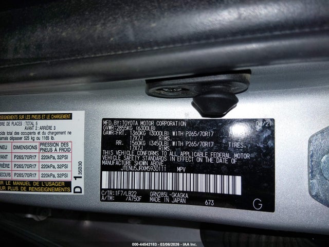 JTENU5JRXM5930111 Toyota 4runner Sr5 Premium