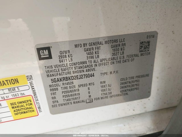 Продаж на аукціоні авто 2014 Buick Enclave Leather, vin: 5GAKRBKD2EJ279044, номер лоту: 44542207