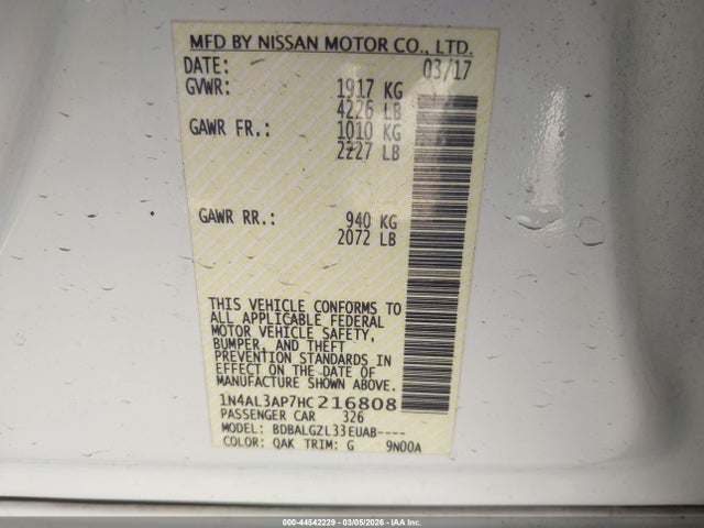 1N4AL3AP7HC216808 Nissan Altima 2.5 S