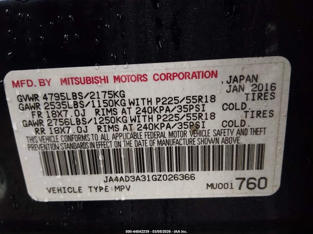 2016 MITSUBISHI OUTLANDER JA4AD3A31GZ026366 Photo 8