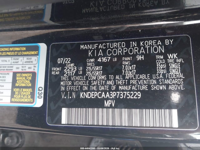 44542265 :رقم المزاد ، KNDEPCAA3P7375229 vin ، 2023 Kia Seltos Lx مزاد بيع