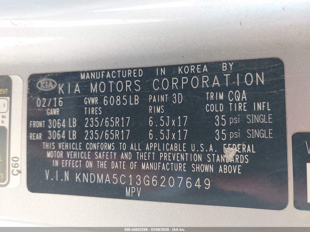 KNDMA5C13G6207649 KIA Sedona L