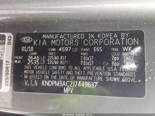 KIA Sportage Lx 2018 KNDPM3AC2J7449637 Image 9