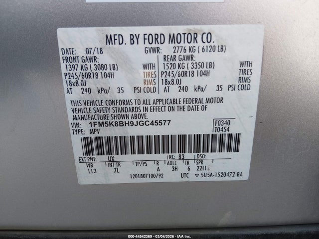 2018 FORD EXPLORER 1FM5K8BH9JGC45577 Photo 8