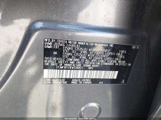 44542385 :رقم المزاد ، 2T3WFREV3EW126051 vin ، 2014 Toyota Rav4 Xle مزاد بيع