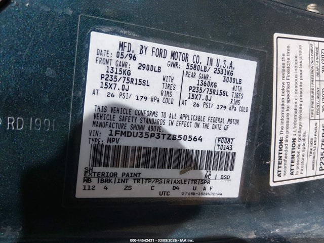 1996 FORD EXPLORER 1FMDU35P3TZB50564 Photo 8