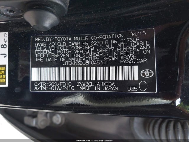 Toyota Prius Two 2015 JTDKN3DU8F0453011 Image 9