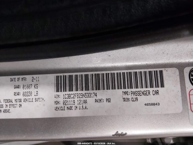 Aukcja sprzedaży 2011 Chrysler 200 Limited, vin: 1C3BC2FB2BN533174, numer aukcji: 44542472