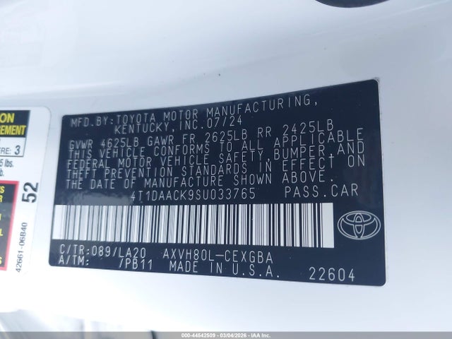 2025 TOYOTA CAMRY 4T1DAACK9SU033765 Photo 8