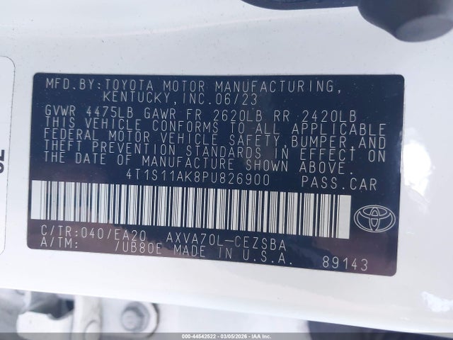 4T1S11AK8PU826900 Toyota CAMRY SE