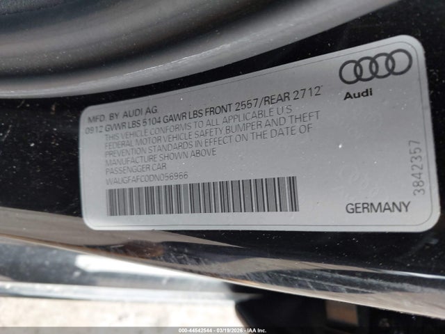 Aukcja sprzedaży 2013 Audi A6 2.0t Premium, vin: WAUGFAFC0DN056966, numer aukcji: 44542544