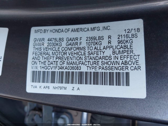 1HGCV1F34KA036083 Honda Accord Sport