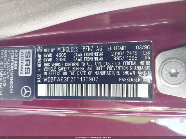 1996 MERCEDES-BENZ SL WDBFA63F2TF136902 Photo 8