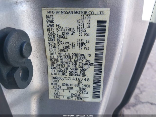 2007 NISSAN FRONTIER 1N6BD06T17C418748 Photo 8