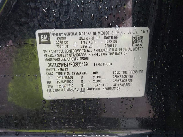 Продаж на аукціоні авто 2015 Gmc Sierra 1500 Denali, vin: 3GTU2WEJ7FG255409, номер лоту: 44542674