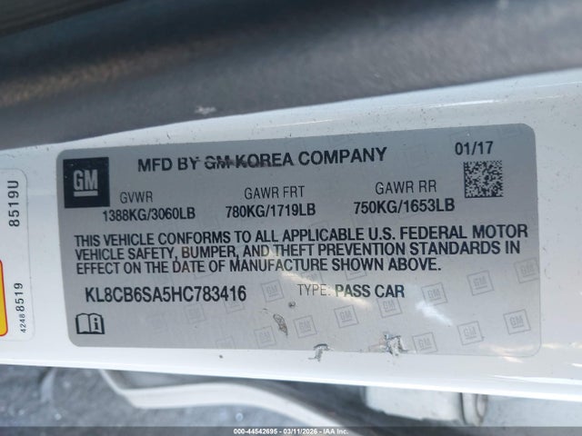 Chevrolet Spark Ls Cvt 2017 KL8CB6SA5HC783416 Image 9