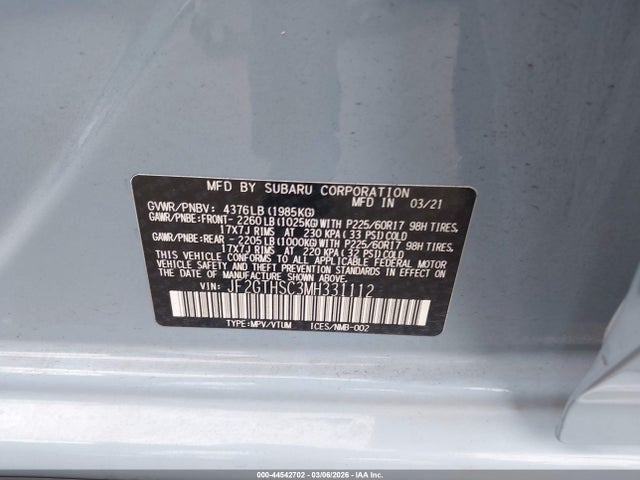 Subaru Crosstrek Sport 2021 JF2GTHSC3MH331112 Image 9