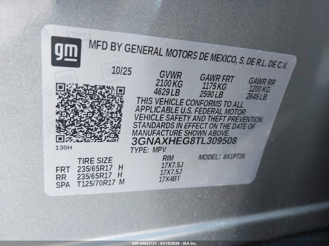 3GNAXHEG8TL309508 Chevrolet Equinox Fwd Lt