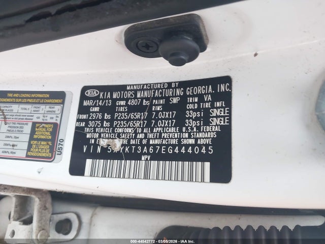 KIA SORENTO LX 2014 5XYKT3A67EG444045 Image 9