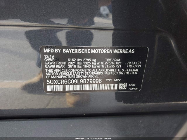 2020 Bmw X5 Xdrive40i მანქანა იყიდება აუქციონზე, vin: 5UXCR6C09L9B79996, აუქციონის ნომერი: 44542778