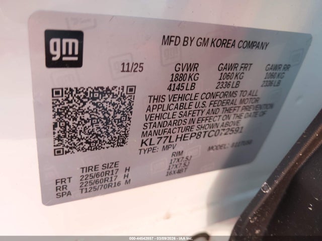 KL77LHEP8TC072591 Chevrolet Trax Fwd Lt