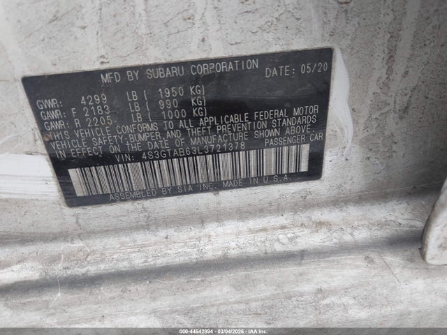 2020 SUBARU IMPREZA 4S3GTAB63L3721378 Photo 8