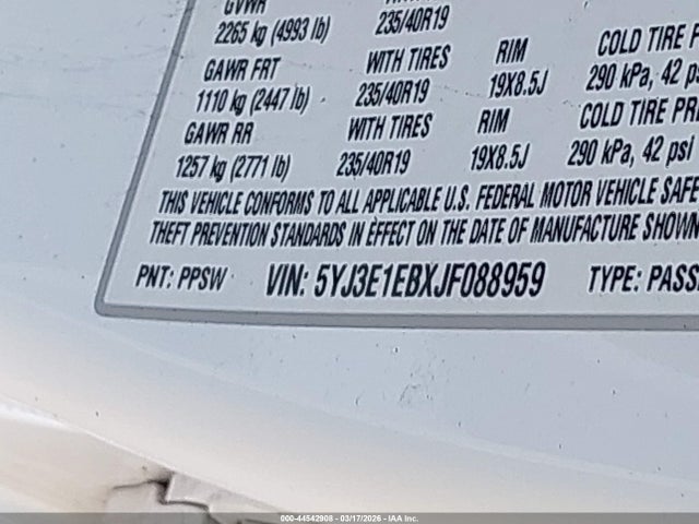 Продажа на аукционе авто 2018 Tesla Model 3 Long Range/performance, vin: 5YJ3E1EBXJF088959, номер лота: 44542908