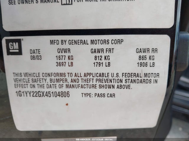 2004 CHEVROLET CORVETTE 1G1YY22GX45104806 Photo 8